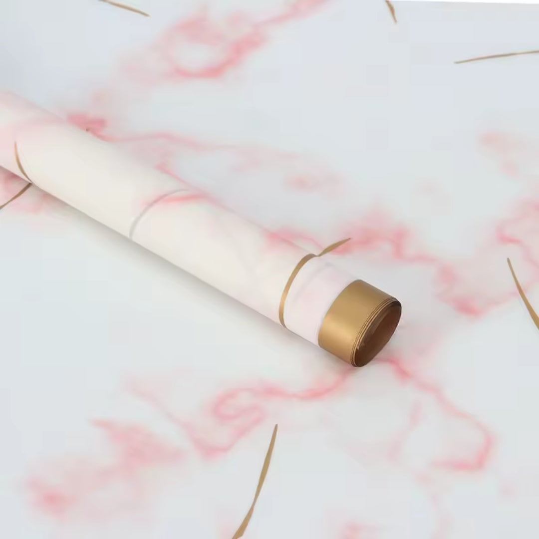 Papel Coreano Diseño Mármol Premium - Pack con 20 Pliegos Impermeables para Ramos y Regalos